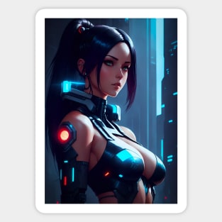 Cyberpunk girl Sticker
